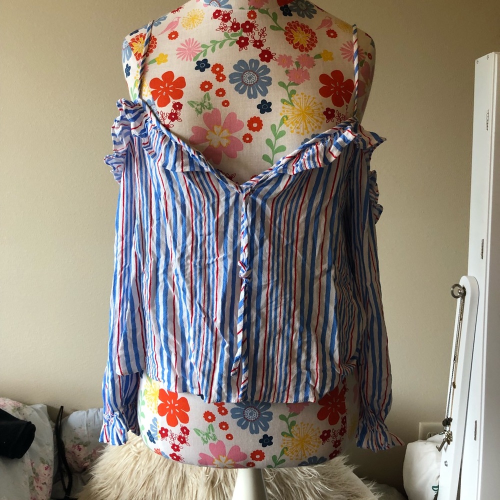 Patriotic Off-The Shoulder Blouse